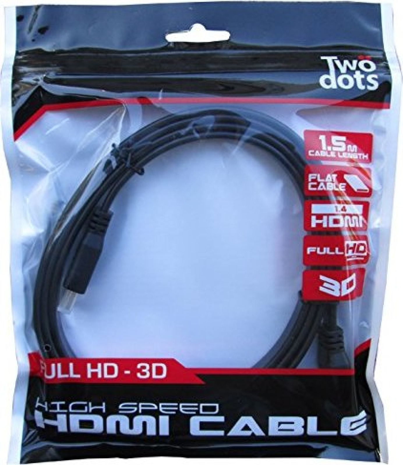 Cavo HDMI 1.4 Full HD 3D 1080P 1.5m TWO DOTS cavo piatto - Nuovo