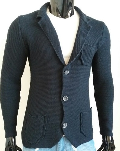 GIACCA UOMO COTONE BLAZER CARDIGAN S, M, L, XL, XXL LAVORATO A MAGLIA SLIM  FIT | eBay