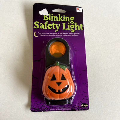 Vintage 90's Jack O Lantern Blinking Safety Light Fun World Pumpkin Neck Cord