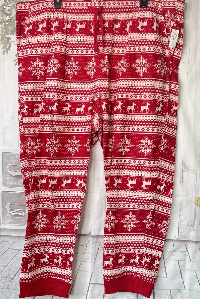 Old Navy Womens Christmas Fair Isle Draw String Flannel PJ Pants