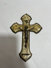 Antique Wooden Crucifix - Vintage Handcrafted Religious Wall Deco