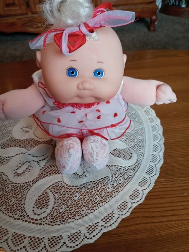 Vintage Cabbage Patch Kids Doll 1995 Heart Dress Lace Tights Valentine Mattel