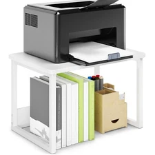 Printer Stand with Storage for Home of Office Shelf for Desk Organizer ( White )