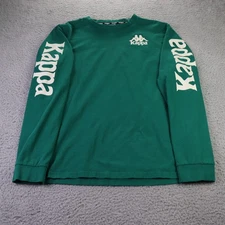 Kappa Authentic Ruiz T-Shirt Mens Large Green Long Sleeve Logo Spell Out
