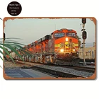 2D Flat, Vintage BNSF # 7702 Train at Fullerton Tin Metal Signs Home Décor 8x12
