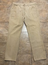 Vintage Lands End Square Rigger Jeans Mens 42 Sand Beige Cotton Made In USA