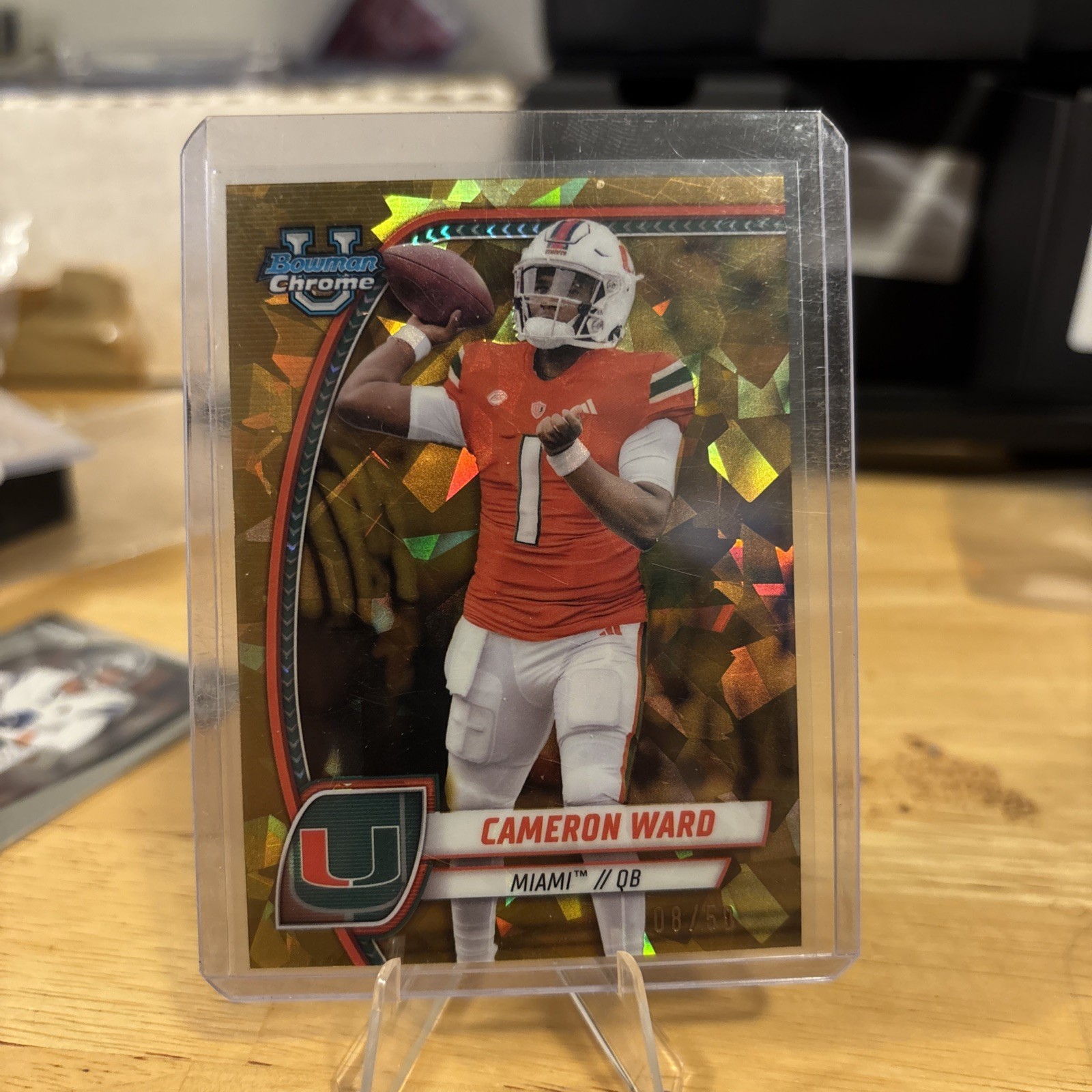 2024 Bowman Chrome U Sapphire - CAMERON CAM WARD - Rookie GOLD Refractor /50