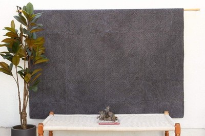 Obsidian Gray Handstitched Filanan Gudari Bedcover