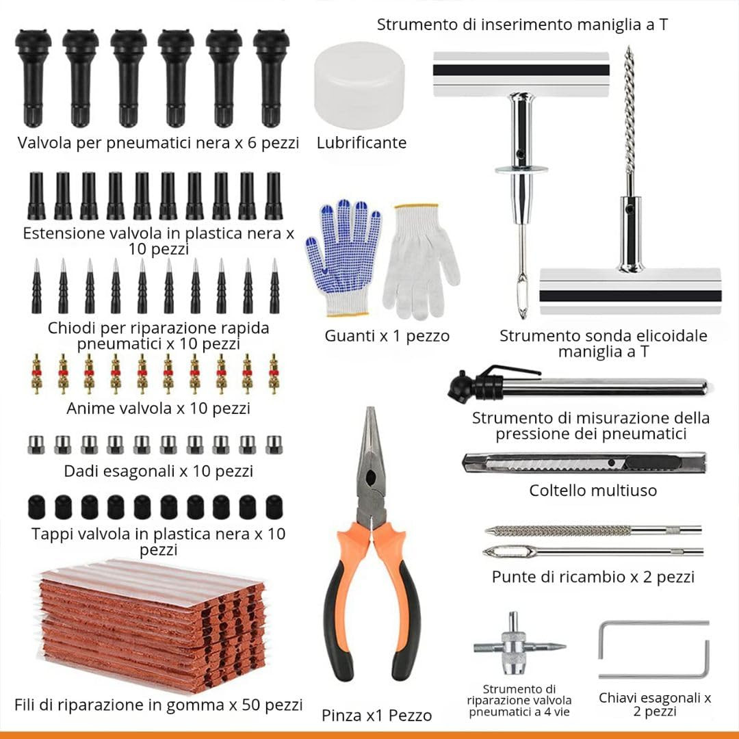 Kit Riparazione Pneumatici Auto - Kit Foratura Moto - Riparazioni in 15 Minuti - - Miniatura 6