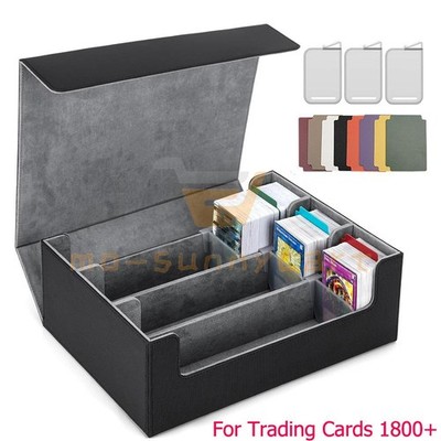 Trading Card Storage Box For 1800+, Leather Card Box Magnetic Closure MTG, PTCG