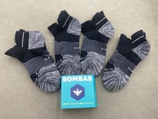 BOMBAS 4 Pairs RUN Black Women All-Purpose Performance Ankle Socks Size Med