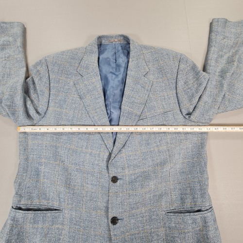 Gieves & Hawkes Savile Row Mens Blazer Blue 46 R Silk Linen Check Jacket - Picture 9 of 11