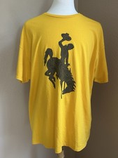 University of Wyoming Men's T-Shirt Yellow 2XL Saddle Up Cowboy Pride Bronco