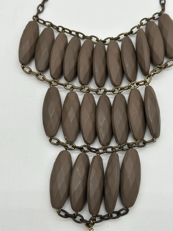 David Aubrey Latón Jaspe Distintivo Collar Escalera Babero Anthropologie Modernista Foto 3 de 4