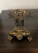 Accurate Castings Vintage Brass Lamp Finial Base Stand Crystal Prism Light Part