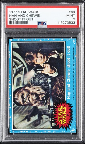 1977 Topps Star Wars #44 Han and Chewie shoot it out! — PSA 9