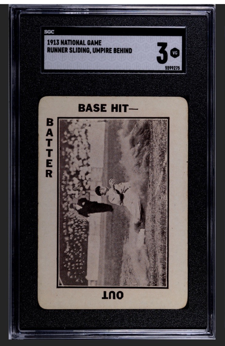 TY COBB 1913 NATIONAL GAME RUNNER SLIDING/UMPIRE BEHIND SGC 3 ! *FRESHLY GRADED