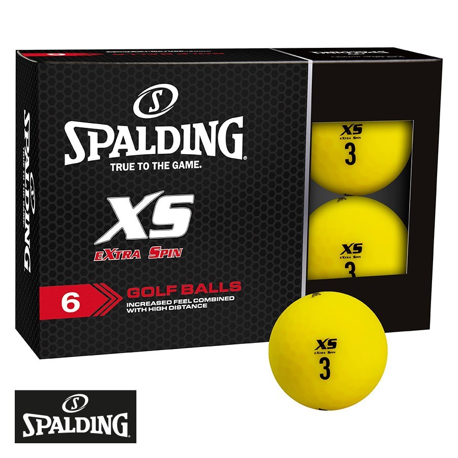SPALDING XS EXTRA SPIN SOFT FEEL LONG DISTANCE GOLF BALLS YELLOW + SRIXON MARKER