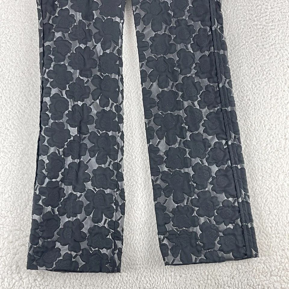 Pantalones de pierna ancha Marni negros florales de jacquard para mujer hechos en Italia tiro medio talla 6 Foto 3 de 4