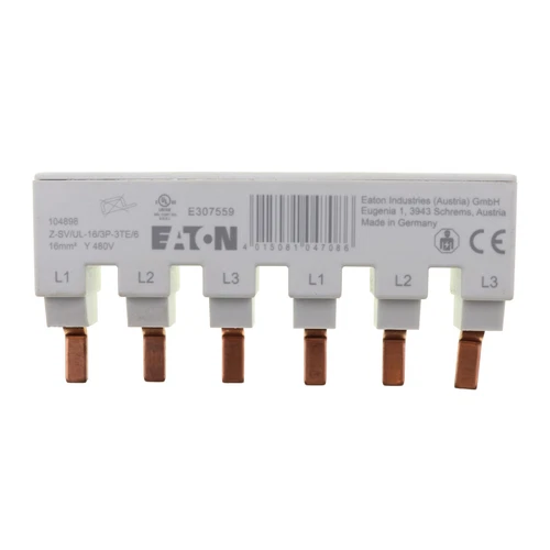 EATON Z-SV/UL-16/3P-3TE/6 BLOCK BUSBAR JUMPER, 3-PHASE, 6HP, 600V