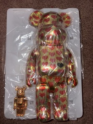 Medicom Bearbrick x Hide X JAPAN Gold Heart 100% & 400% Set