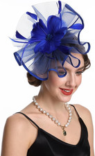Fascinator for Women Hair Clip Hat Bowler Feather Flower Veil Wedding Party Hat
