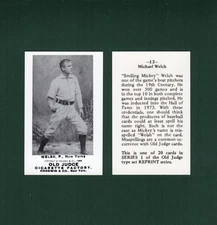 1887-1890 Old Judge N172 Reprint: SMILING MICKEY WELCH, New York Giants HOF