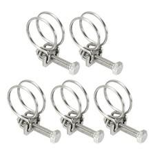 5 Pcs 20-24 mm 201 Stainless Steel Double Wire Hose Clips with M6 Screw