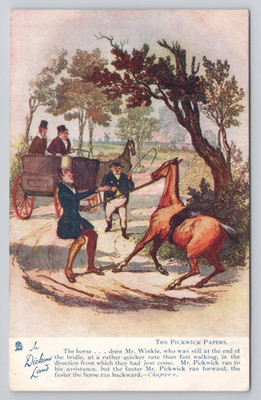 The Pickwick Papers The Horse Drew Mr Winkle Dickens Land Oilette Tuck Postcard