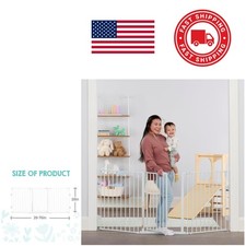 Super Wide Configurable Baby Gate 76 Inch White Metal Wall Mounted Safety Gate