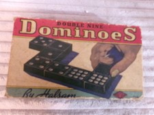 Vintage Halsam Double Nine Dominoes Set 1950s Dragon Design