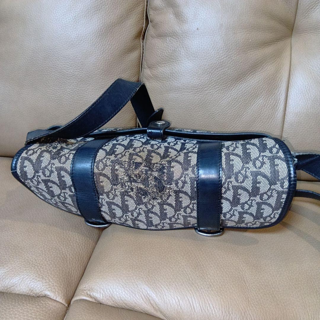 Christian Dior Shoulder Bag Canvas Leather Navy Beige From Japan Authentic thumbnail 8