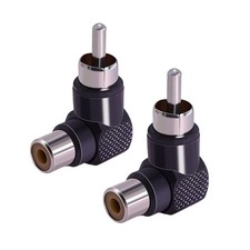RCA Male to Female 90 Degree Right Angle Coupler Adapter 2 Pack Black