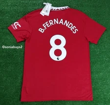 Adidas B.FERNANDES Manchester United Home Soccer Jersey, H13881, Red, Size L