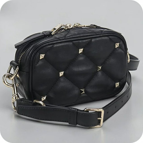 Valentino Rockstud Black Leather Crossbody Shoulder Bag Women's Designer