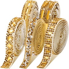 Xinnun 5 Rolls Crystal Shiny Rhinestone Ribbon Self-Adhesive Rhinestone Strips