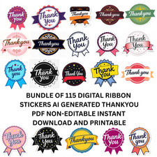 115 Bundle of Digital PDF NonEditable Thankyou stickers Downloadable Printable