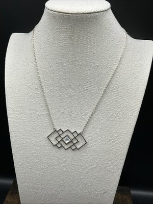 Barse Sequence Lattice Necklace- Mother Of Pearl- Silver- NWT