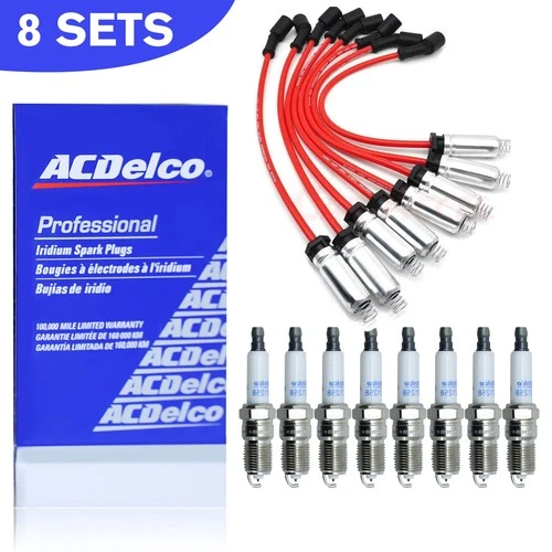 8pc. 9748HH Wire & 41-962 19299585 Spark Plugs For Chevrolet GMC 4.8L 5.3L 6.0L.