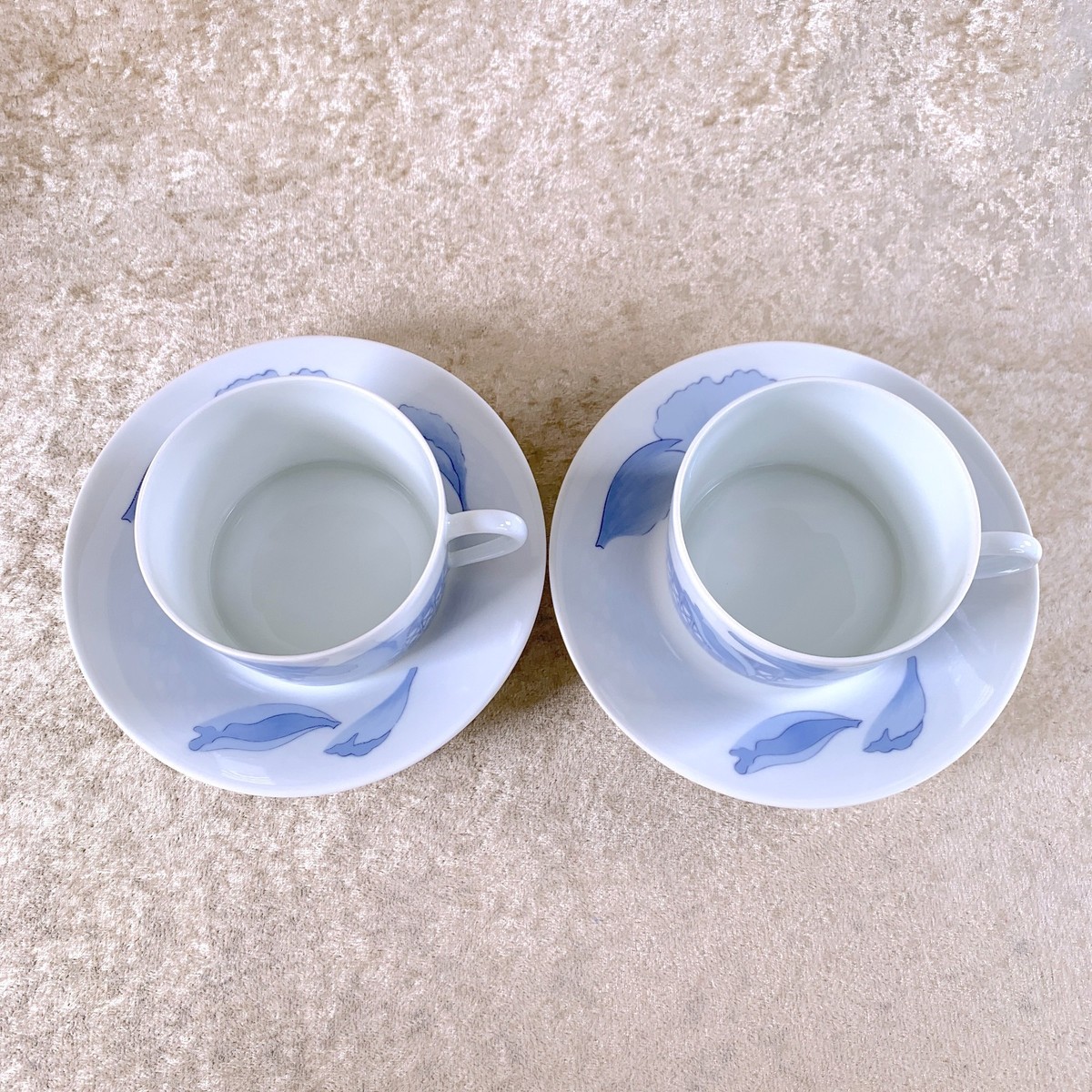 Vintage Hermes Tea Cup & Saucer LES PIVOINES Blossom Rare Blue