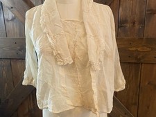 Antique Victorian Edwardian Sheer Lace Embroidered White Romantic Cottagecore