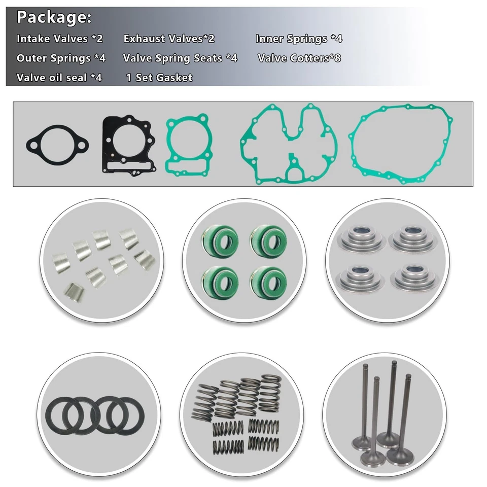 Engine Top End Rebuild Gakset Kit & Intake Exhaust Engine Valves Spring Seal ... - Image 3 of 4