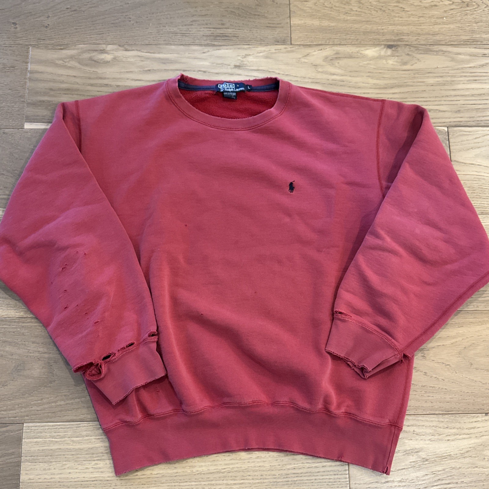 Vintage Polo Ralph Lauren Thrashed Distressed Sweatshirt L Faded Old Money