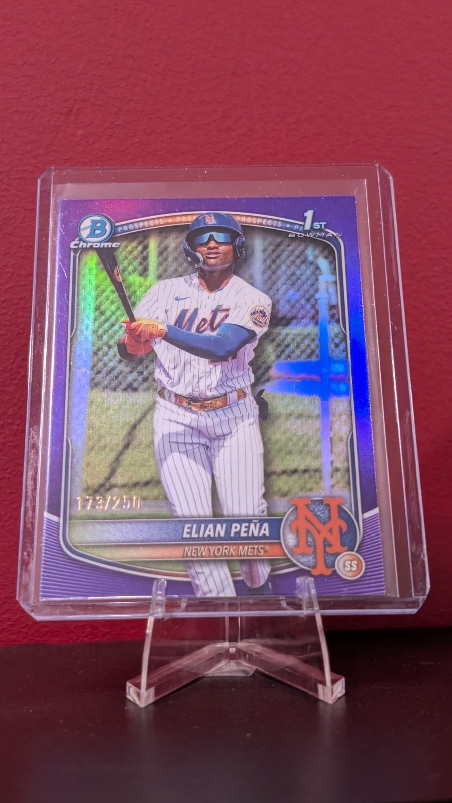 2025 Bowman Chrome Prospects Elian Pena #BCP-155 Purple Refractor /250 Mets