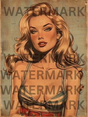 Digital Image Vintage Retro Portrait Model Woman USA Wallpaper Photo AI Art