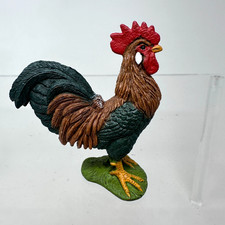 Figura de gallo Schleich macho pollo vida silvestre granja zoológico animal estatuilla 2,5" 2016