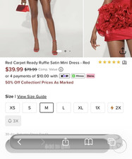 Fashion Nova One Shoulder Ruffle Satin Mini Bodycon Dress Red Size L