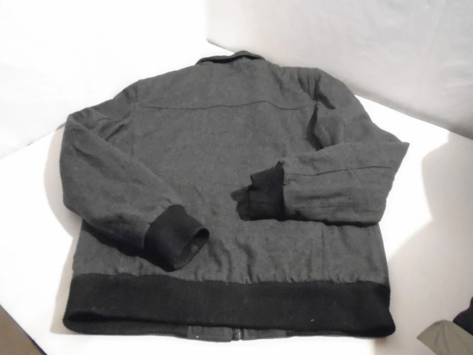 Structure Jacket Wool Blend Mens Medium Gray Outerwear Full Zip Collar Pockets - Image 4 of 4