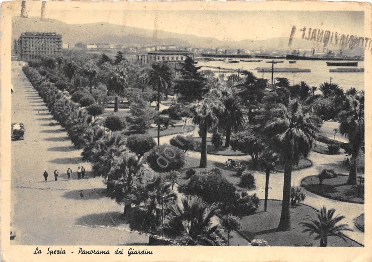 Cartolina - La Spezia - Panorama dei giardini - animata - 1936