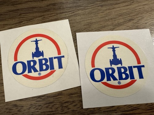 Lot 2 Orbit Valves Refinery Rare MINING Small Sticker Industrial Ephemera